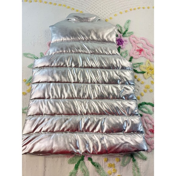 FILA SPORT Puffer Vest Silver Metallic Full Zip Padded Jacket Size M - Picture 3 of 8